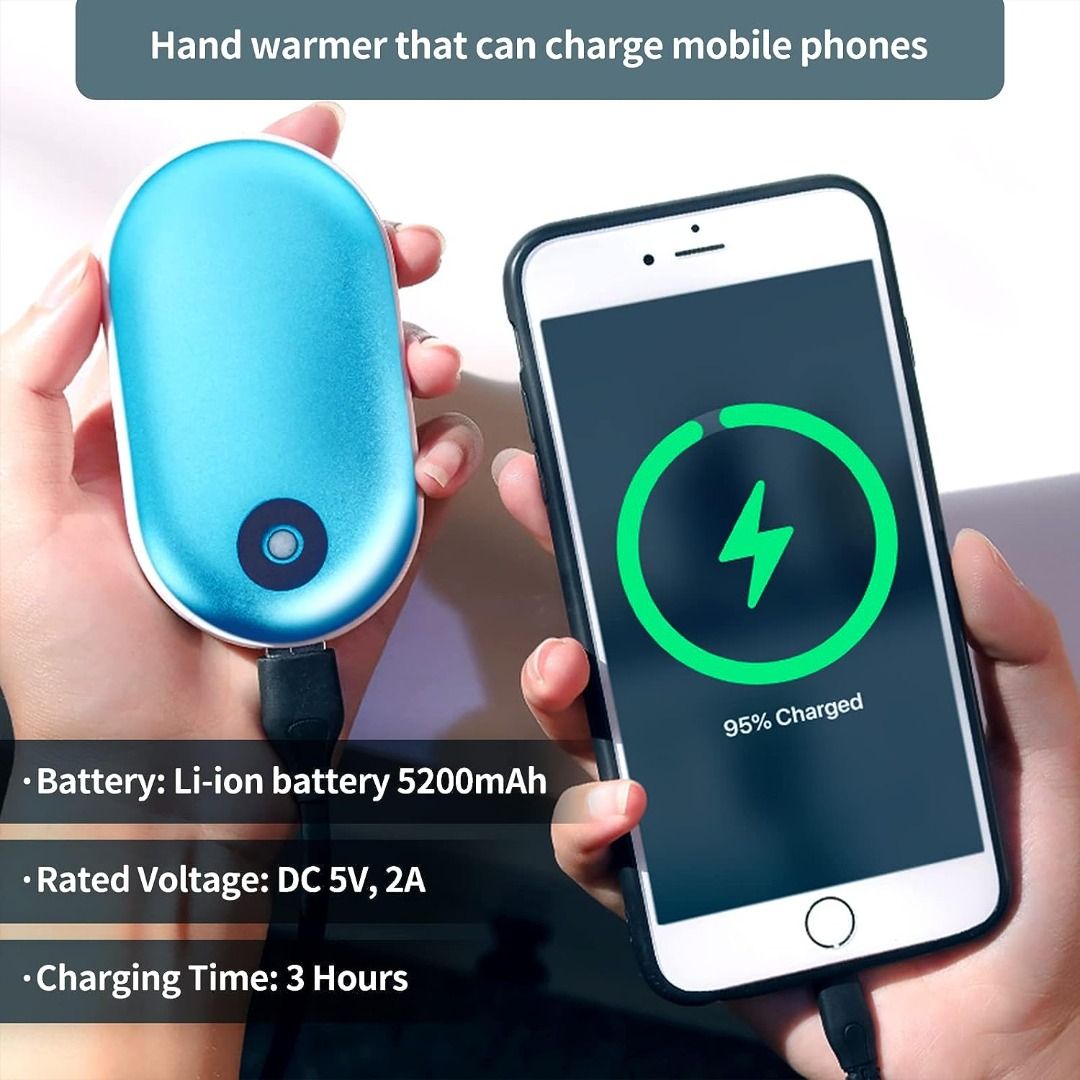 Blue 5200Mah Portable Pocket Hand Heater USB Mobile External Back up  Battery Charger.Electric Power Bank Hand Warmer Rechargeable Double-sided Hand  Warmer, Sports Equipment, Hiking u0026 Camping on Carousell