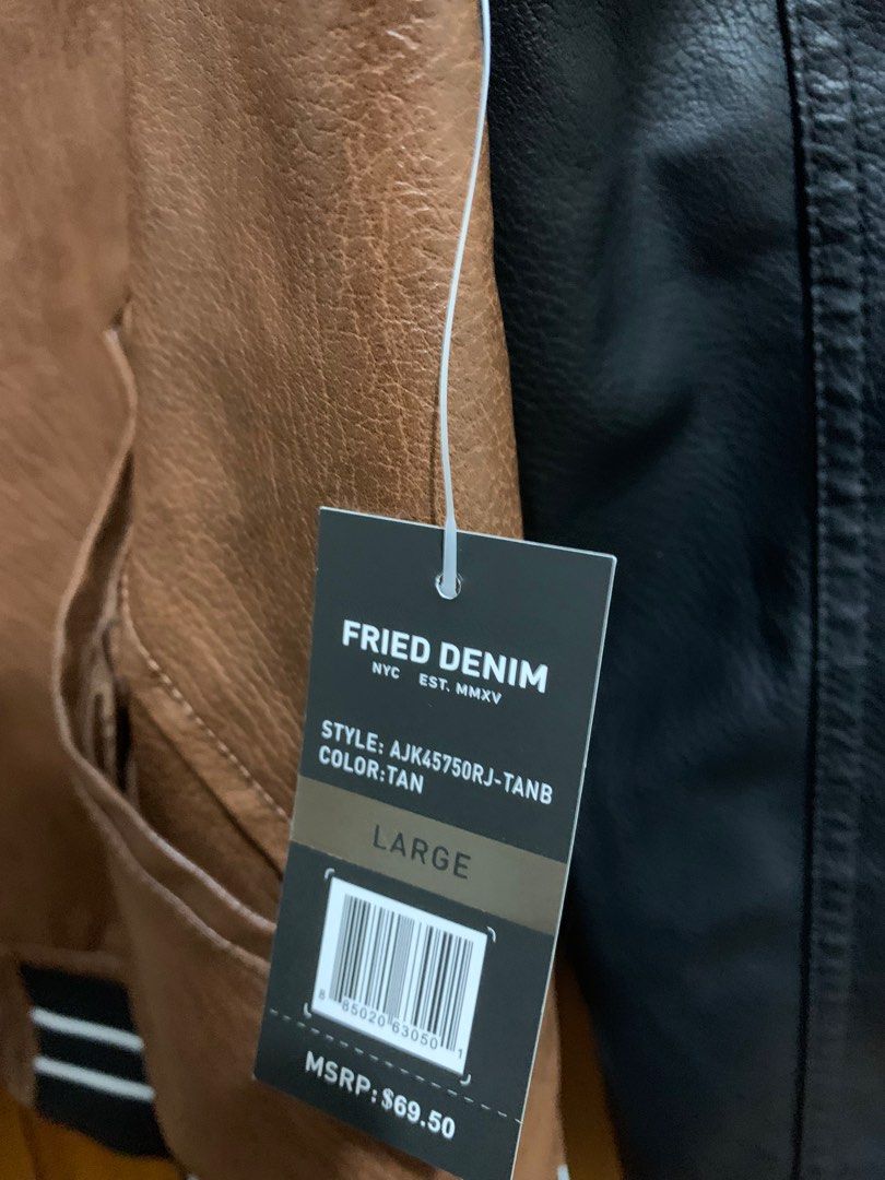 Fried denim top leather jacket