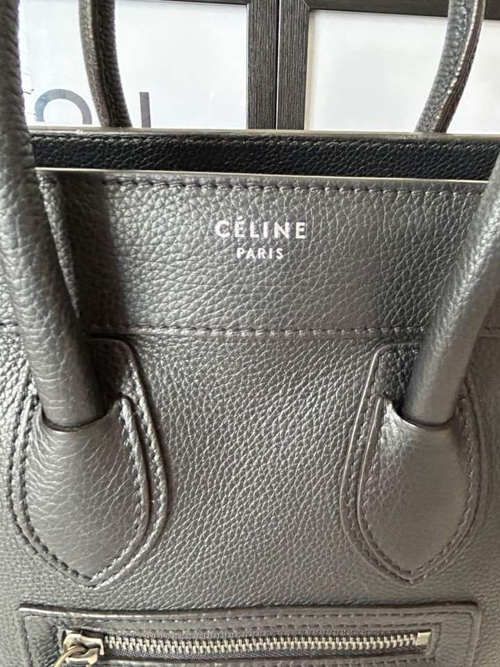 Celine Micro Luggage Bag (Category: Luxury Bags & Wallets) located in Manila. Submitted by bagislifeshop (Listing ID 1251886070, Image 2). Description: ☑️Available in Pampanga ✅Condition: 8.8/10 ✅Colour: Black in SHW ✅Material: Grained calf leather ✅Inclusion: Dustbag.