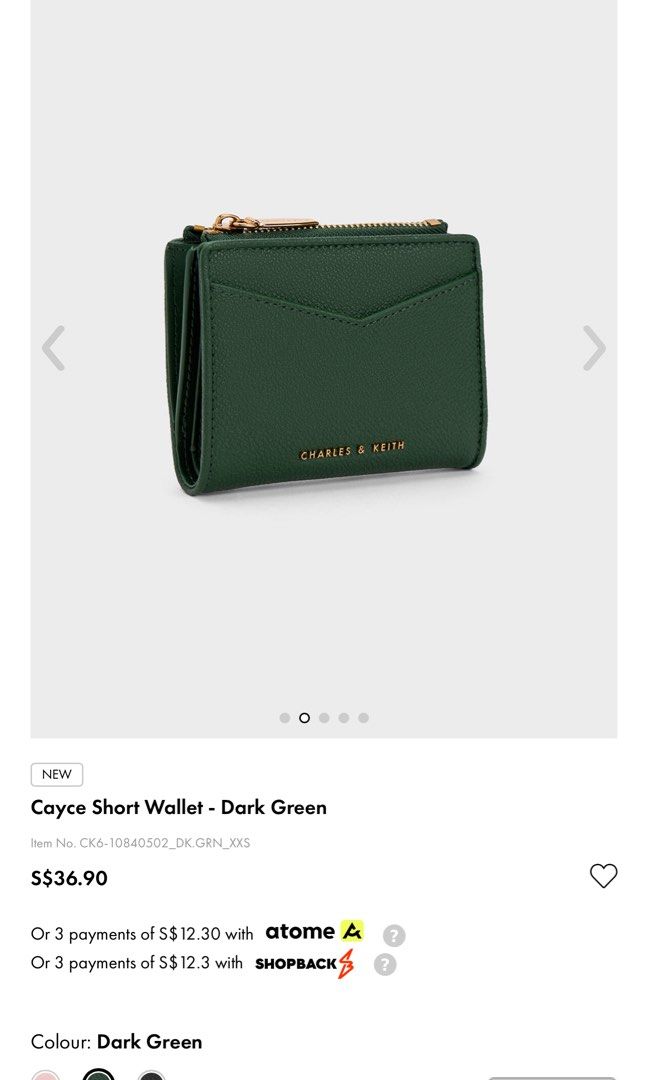 Charles & Keith Cayce Short Wallet in Green
