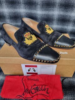 Christian Louboutin, Shoes, Christian Louboutin Capitano Suede Patent  Loafer Black