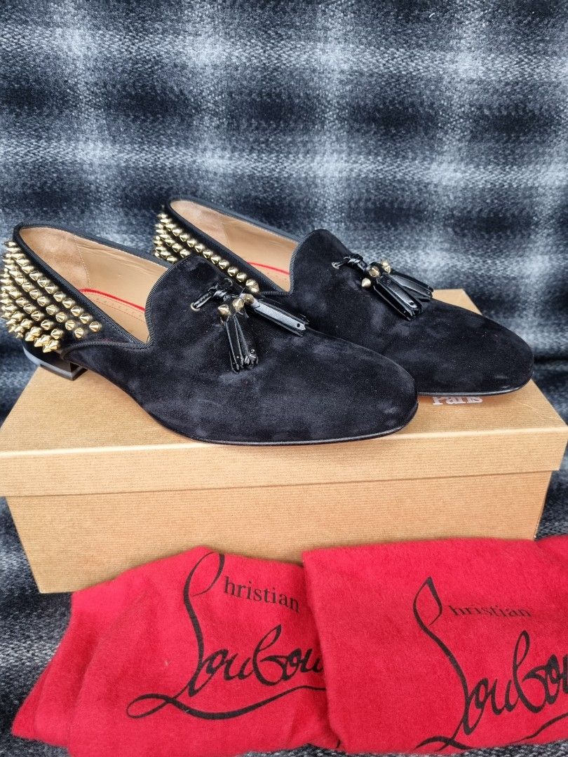 Christian Louboutin Tassilo flat men shoes loafer shiny calf kasut diskaun