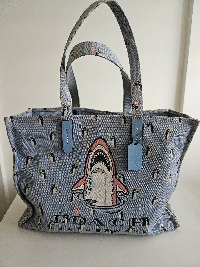 Coach Shark Canvas Tote Bag, Women's Fashion, Bags & Wallets, Tote Bags ...