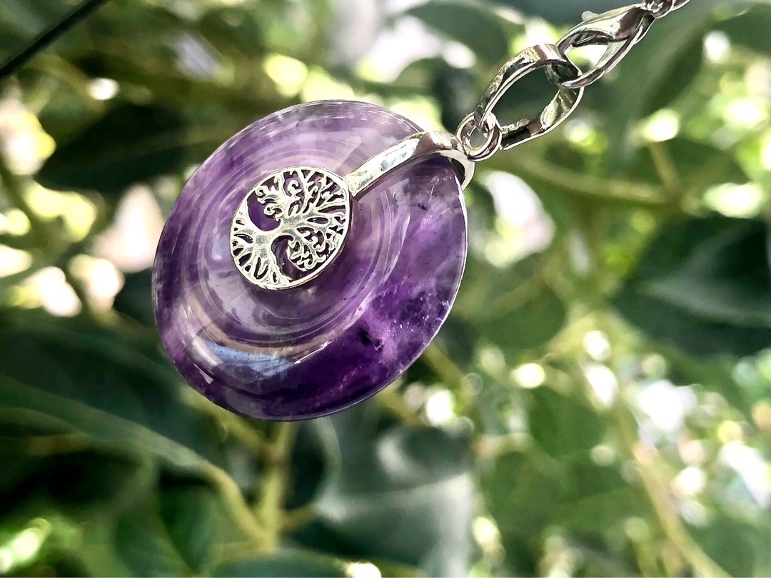 Amethyst top donut pendant