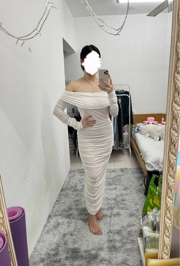 Fashion Nova Off Shoulder Ruffled Dress Women s Fashion Dresses Sets Evening Dresses Gowns on Carousell