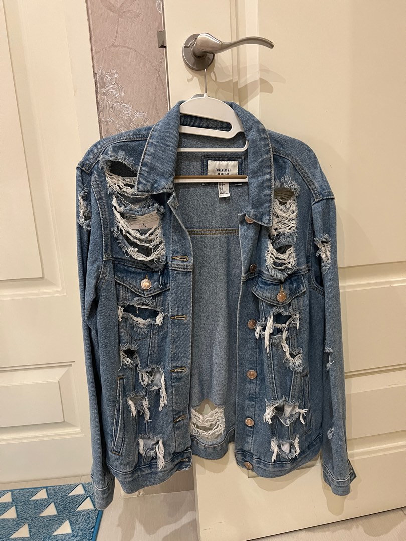 Forever 21 ripped jean jacket shop