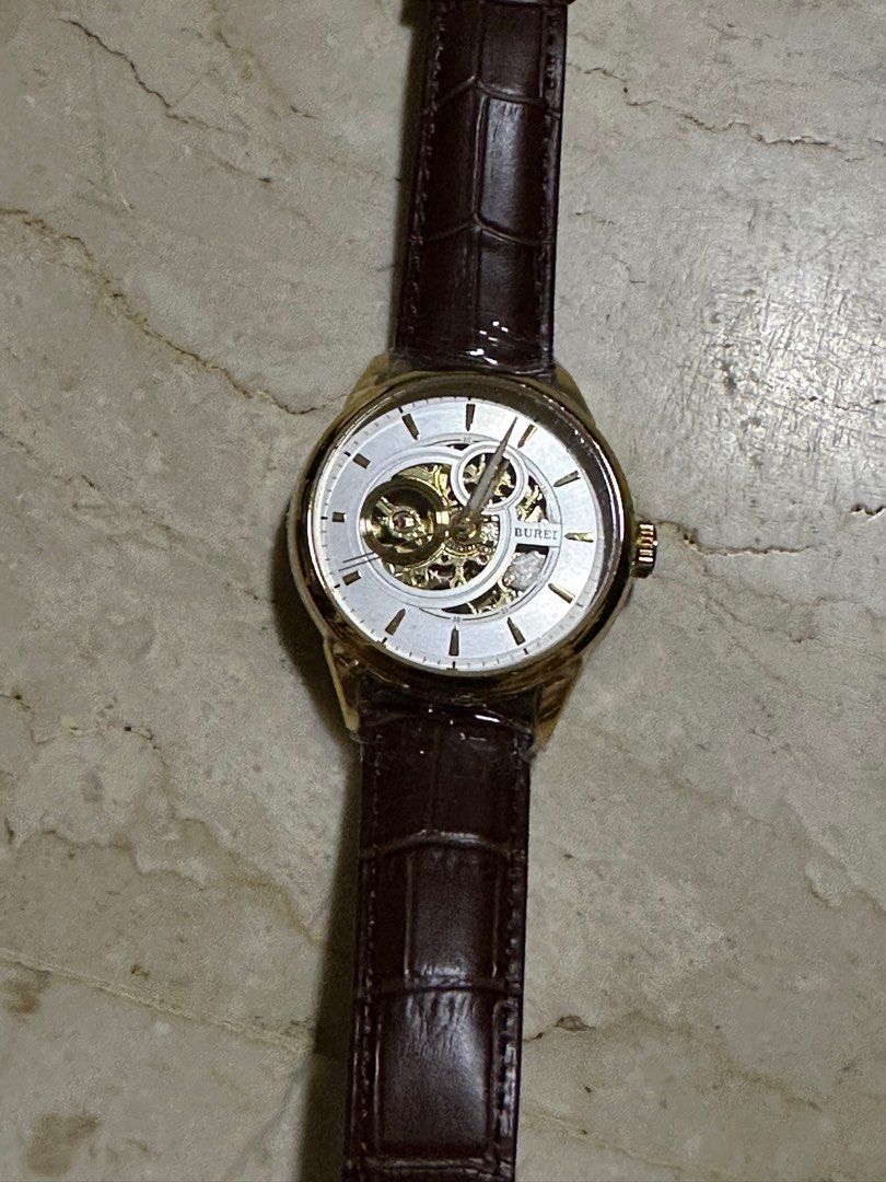 Free Delivery Burei 9005 White Gold Gentlemen Automatic Watch