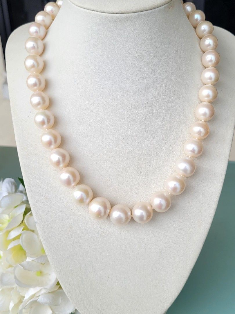 Genuine Big Size Freshwater Non Nucleated Pearls Strand Necklace