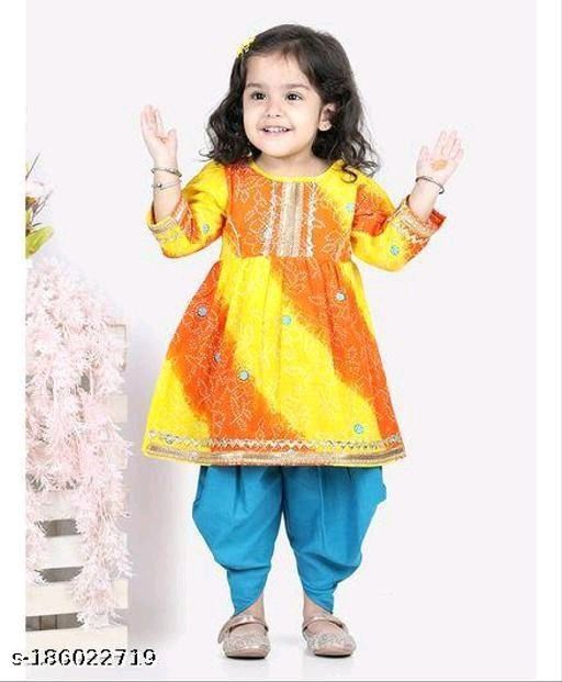 Girls Festive Party Wedding Kurta and Dhoti Pant Set