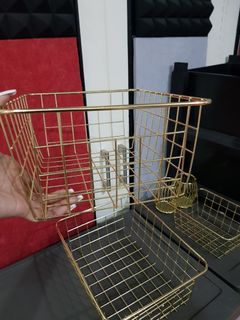 Gold organizer baskets and