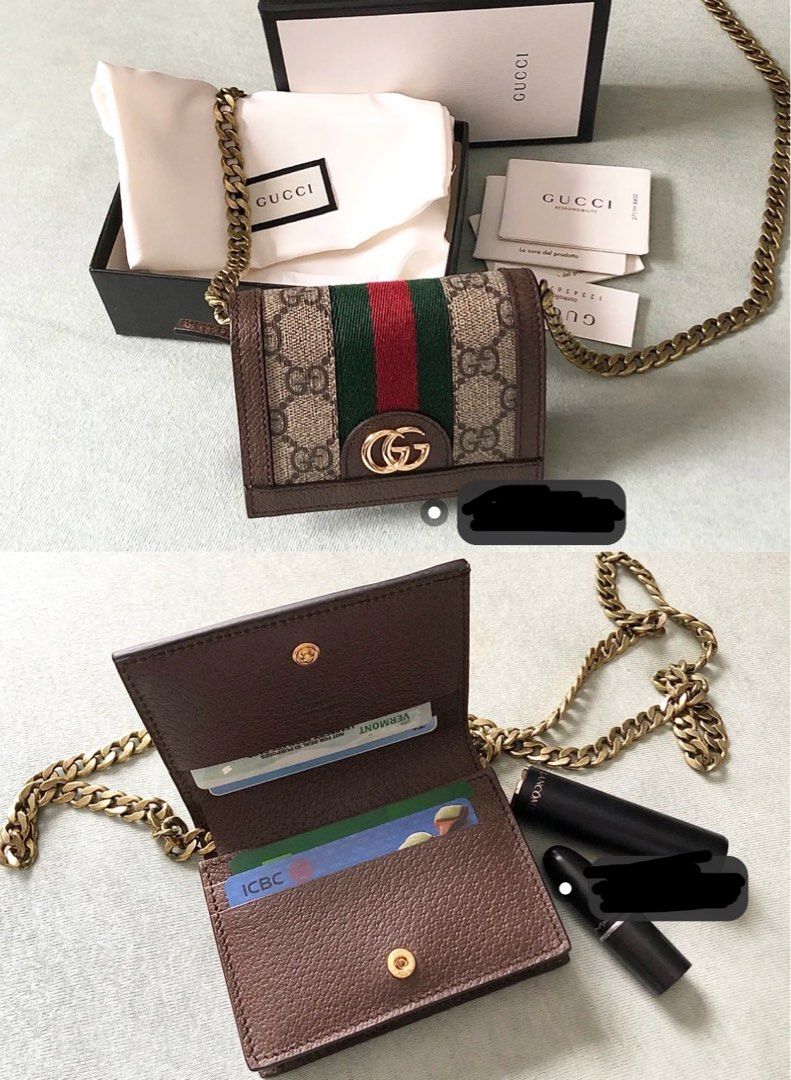 Ophidia gg chain card case wallet on sale