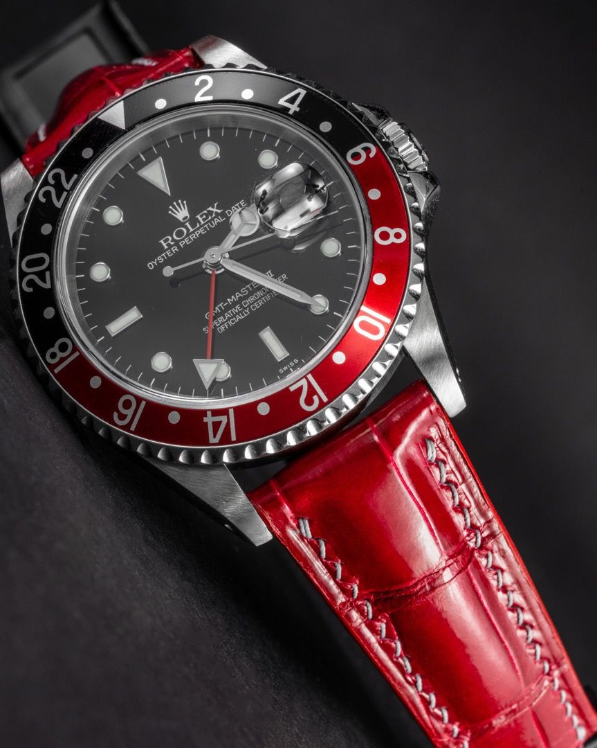 Red crocodile watch strap shop