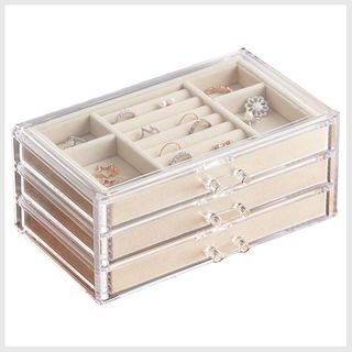 ProCase Set of 3 Stackable Jewelry Trays Organizer for Drawers, Jewellery  Drawer Insert Divider Jewel Display Storage Container with Removable  Dividers for Ring Earring Necklace Bracelet -Beige 