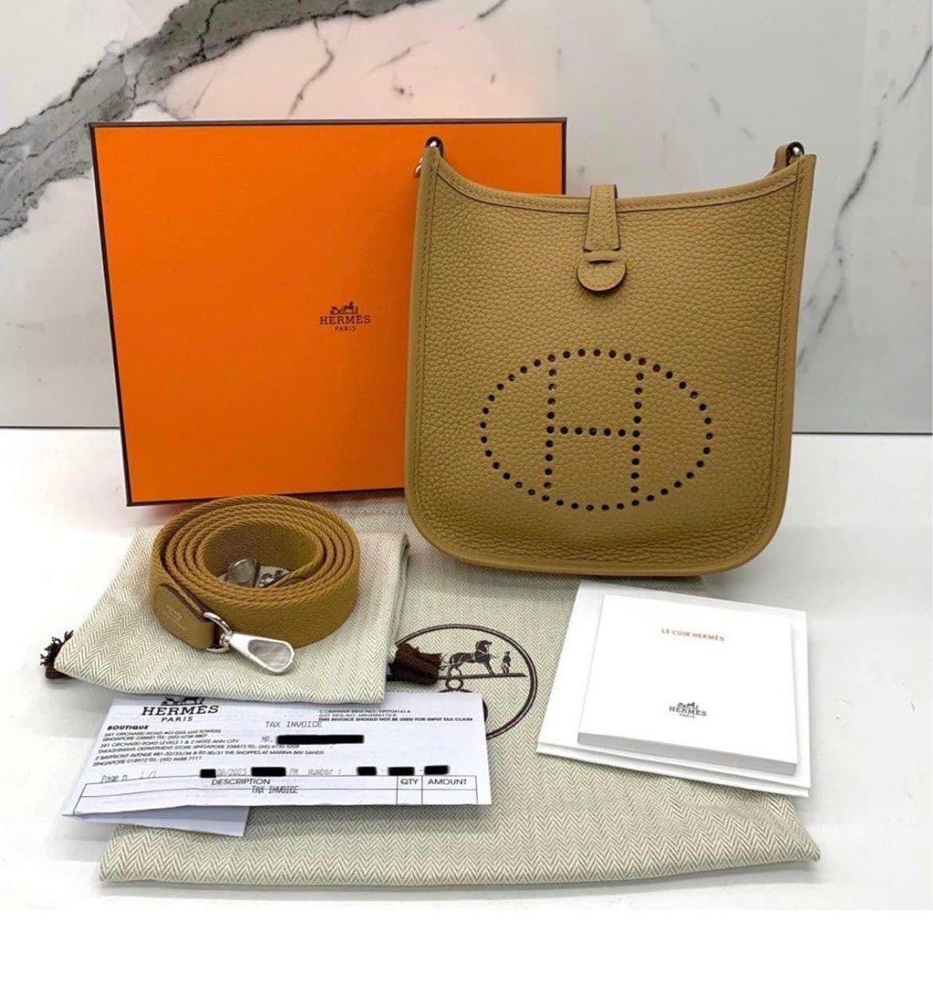 Hermes Evelyne Mini in Gold, Luxury, Bags & Wallets on Carousell