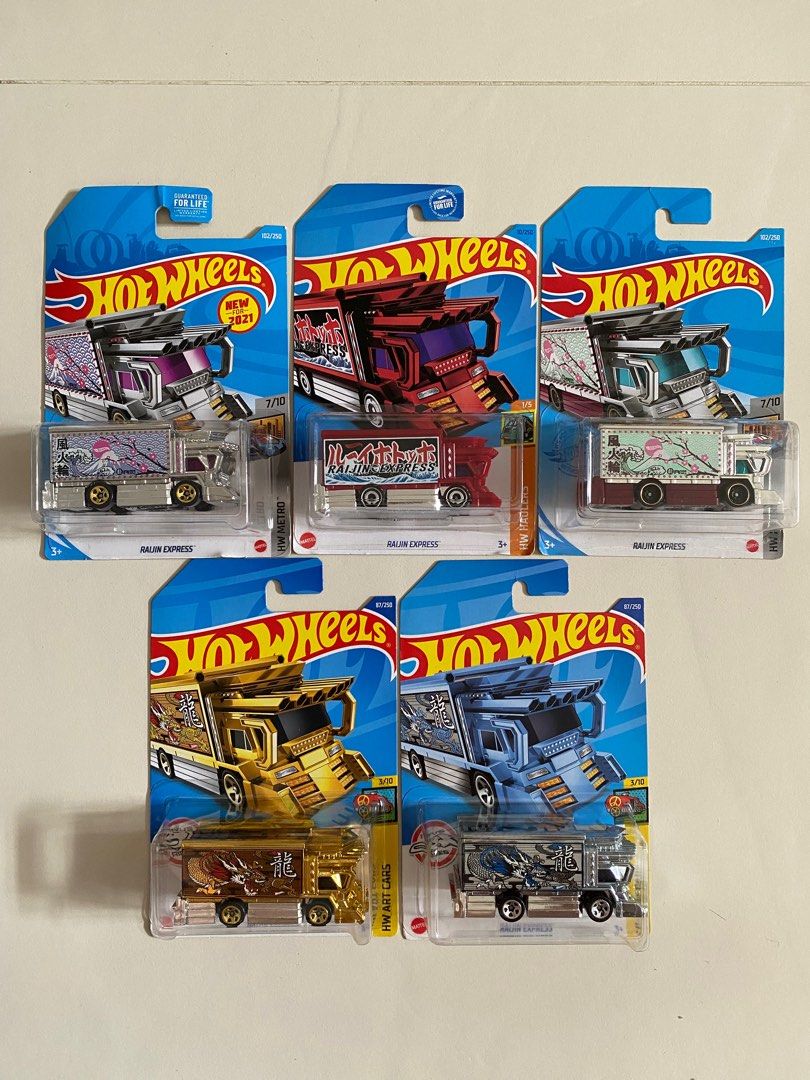 Hot wheels Raijin Express set of 5 暴走族貨車hotwheels, 興趣及遊戲