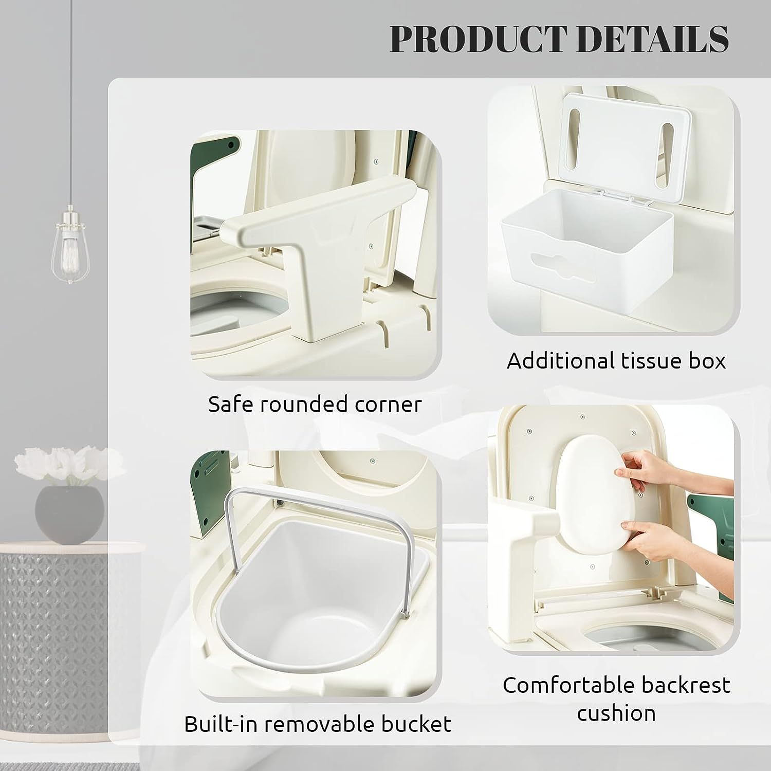 Hybodies Bedside Commode, Portable Toilet for Adults, Commode Chair for