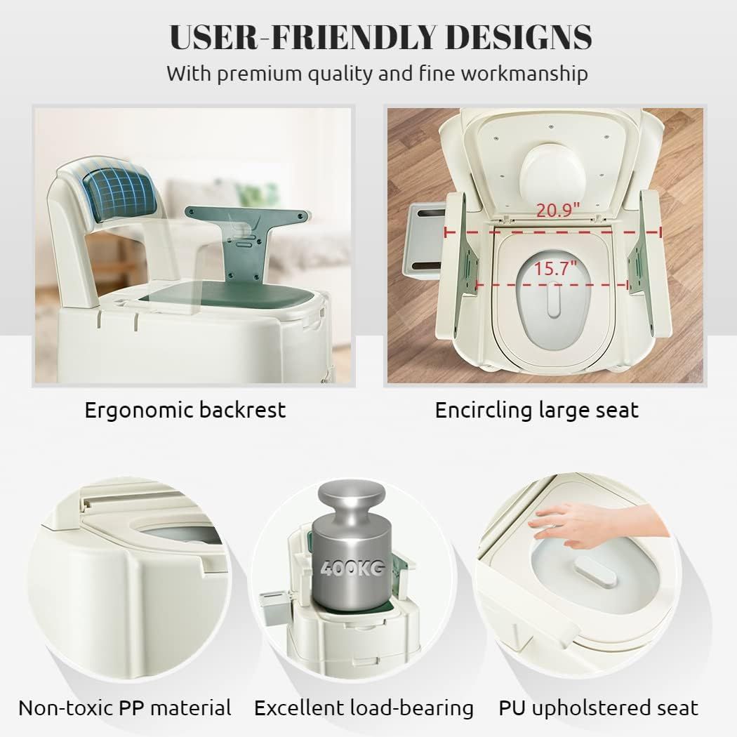 Hybodies Bedside Commode, Portable Toilet for Adults, Commode Chair for