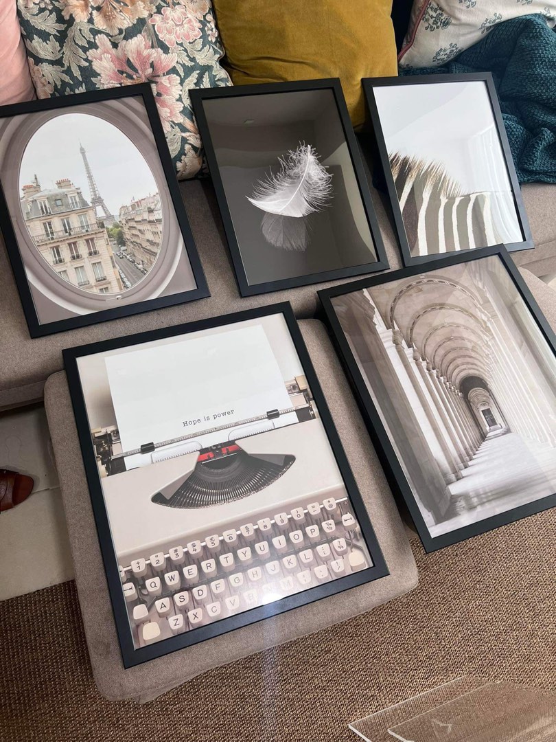 Ikea black and white wall decor frames, acrylic on Carousell