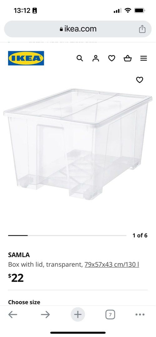 IKEA Storage Box 130l , Furniture & Home Living, Home Improvement