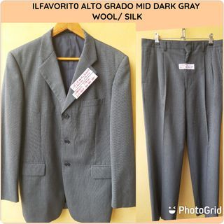 💥sold💥Mens Gray coat suit tuxedo set ILFAVOrito ALTO GRADO TUXEDO SET MED DARK GRAY WOOL COAT houndstound houndstooth