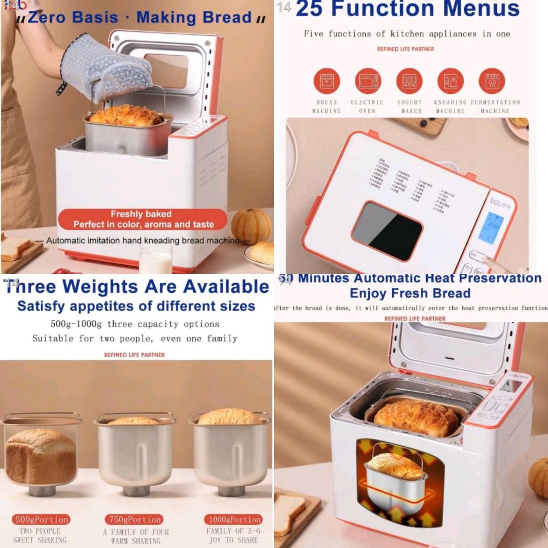 KCB MB02 Digital Bread Maker 2lbs Automatic Making DIY Machine, TV ...