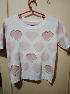Knitted blouse heart pink bangkok blouse