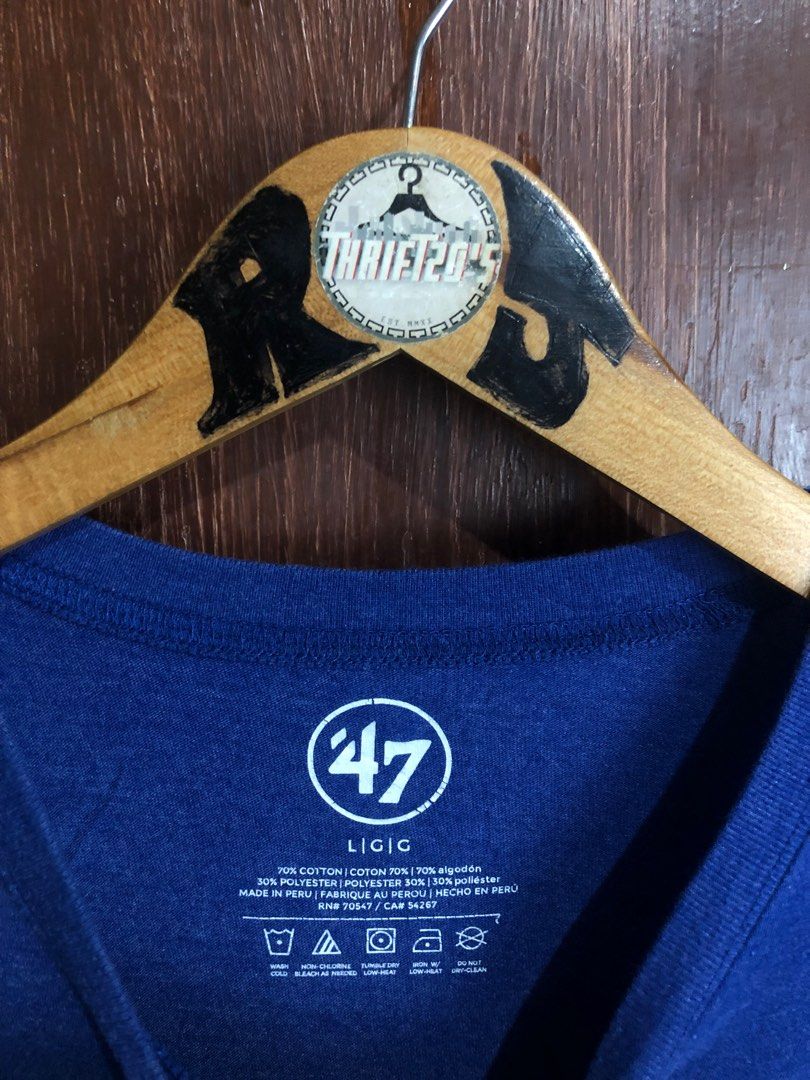 Los Angeles Dodgers Mens T-Shirt '47 Brand Wordmark LA Crimson Pregame Tee