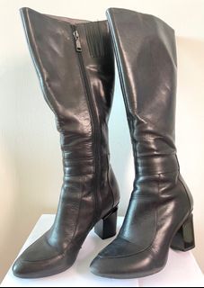 Le Saunda Knee High Long Black Leather Boots 及膝黑色真皮長靴 👢#長Boots