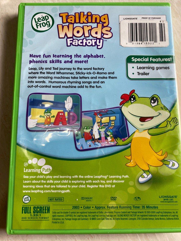 Leapfrog Talking Words Factory Dvd Hobbies And Toys Music And Media Cds And Dvds On Carousell