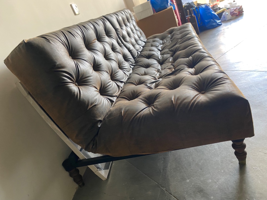 Leather Sofa Bed Vintage Look