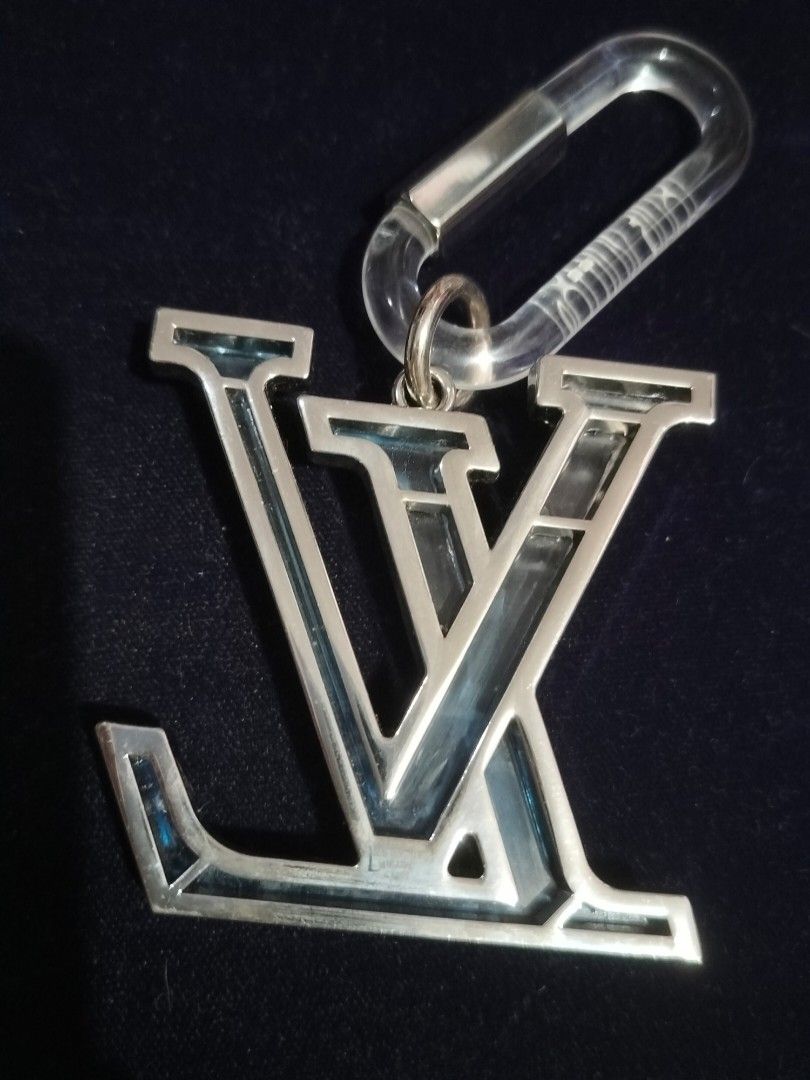 Louis Vuitton LV Prism ID Holder Bag Charm and Key Holder Silver Glass