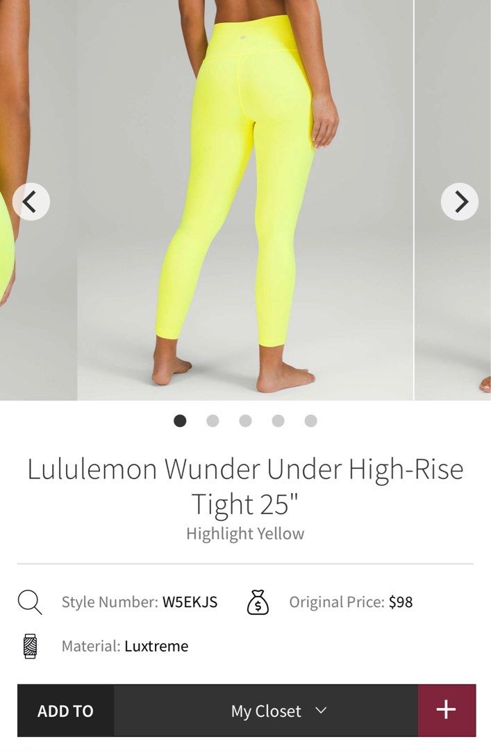 Lululemon Wunder Under High-Rise Tight 25 - Highlight Yellow