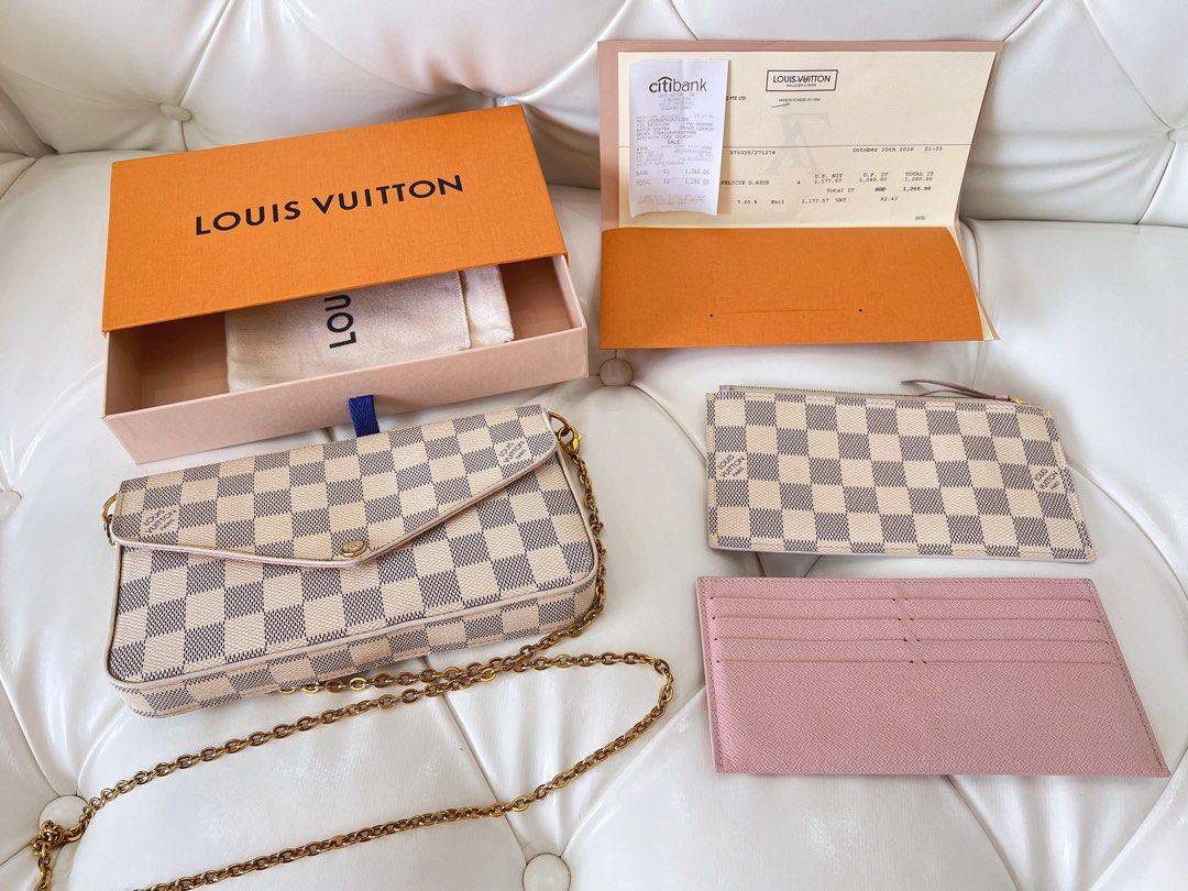 Felicie Pochette Damier White Azur Canvas, Luxury, Bags & Wallets on  Carousell