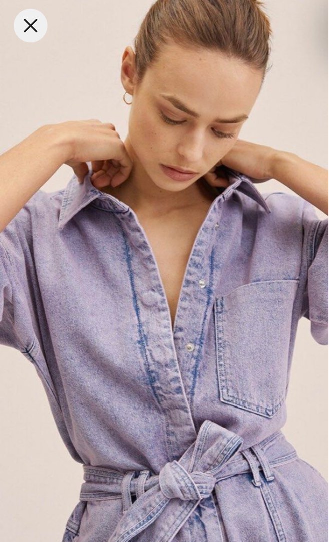 Mango belt denim jumpsuit store