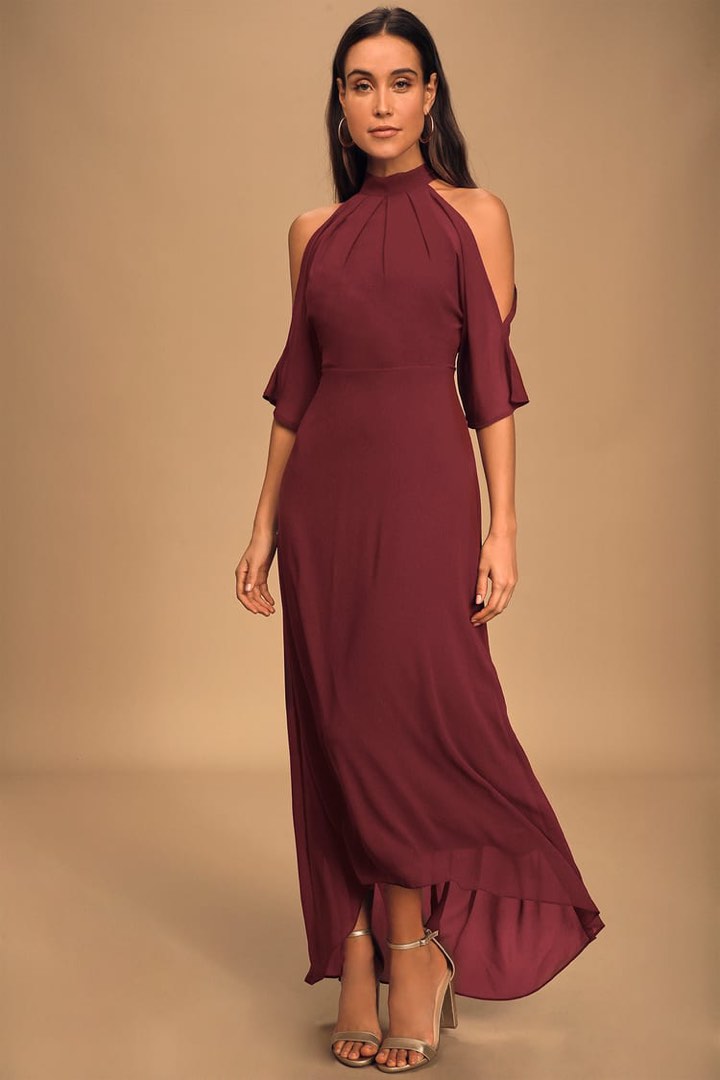 Maroon cold hotsell shoulder dress