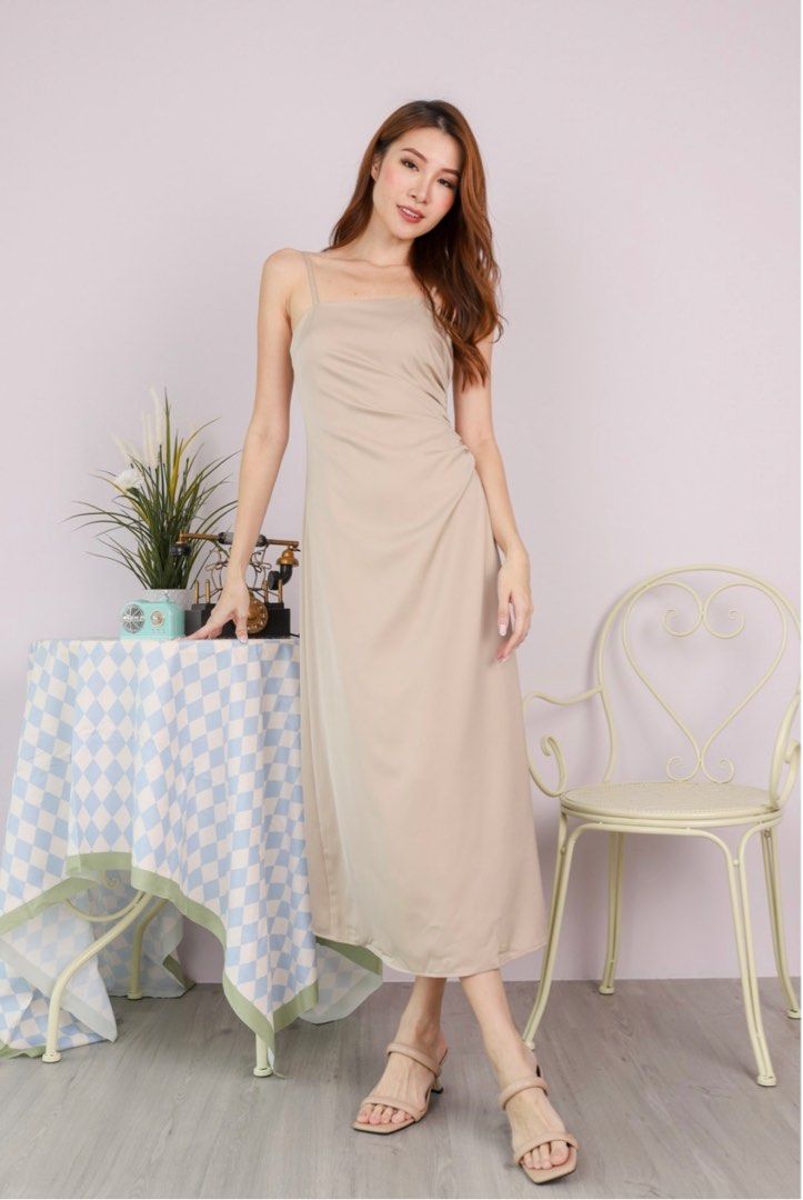 princess polly baby blue dress Mina Midi Dress ~ Champagne Luxe Satin  Show Me Your Mumu