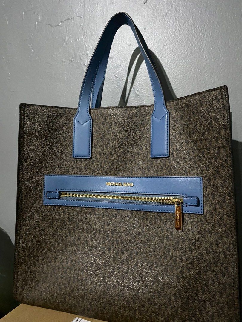 Michael Kors Kenly Large NS Tote Navy Barang Mewah Tas Dompet