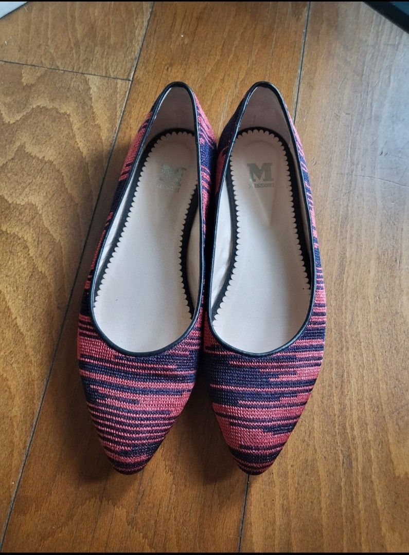 Missoni flats (Category: Flats & Sandals) located in Makati City. Submitted by camdeclutters (Listing ID 1251838174, Image 1). Description: Missoni flats in pink and blue detail. size 38, no box shipping care of buyer.