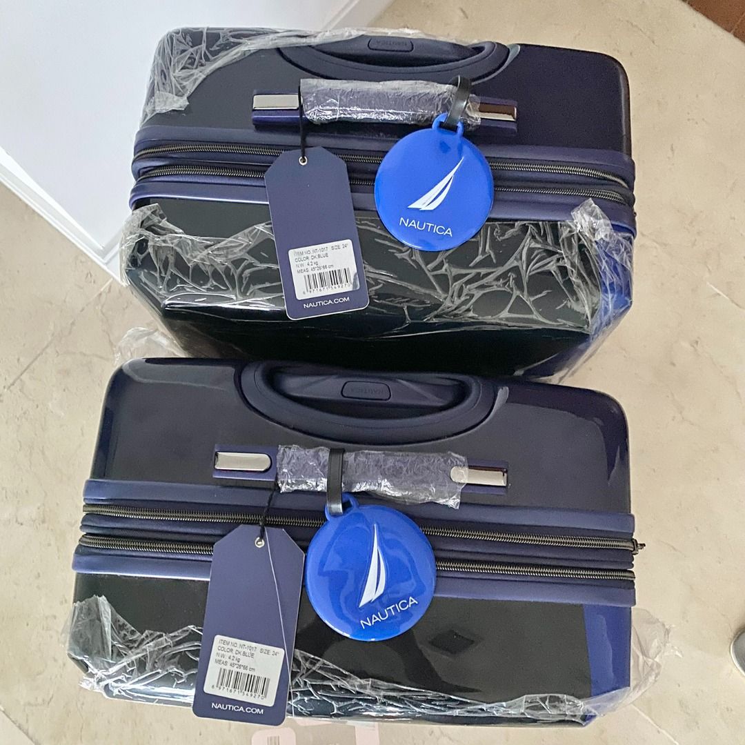 Nautica Luggage 24" Hard Case Black Orange Gray Navy Blue, Hobbies