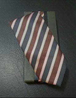 Navy Blue and Maroon Stripes 100% Polyester Necktie ( Dragon Brand ) with Box