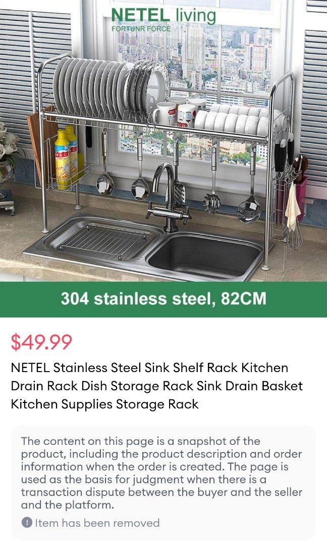 NETEL Stainless Steel Dish Sink Rack 82cm Furniture Home Living Furniture Shelves Cabinets Racks on Carousell