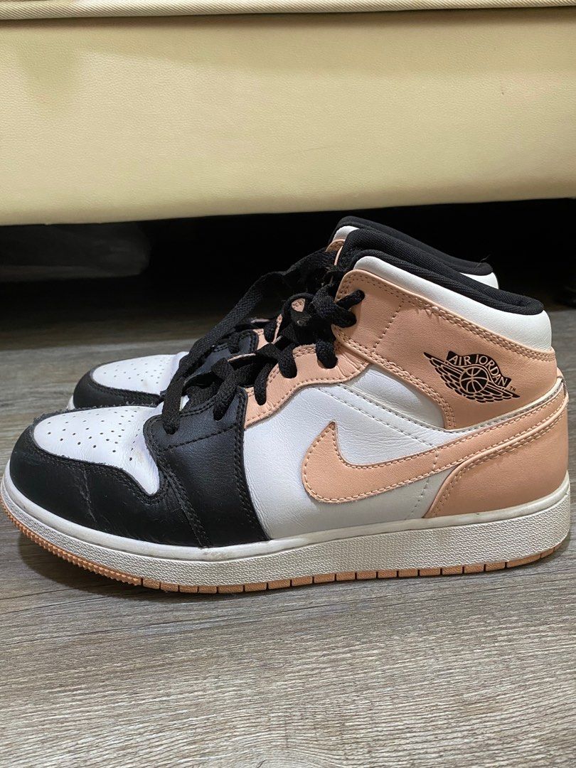 nike air jordans 1 mid crimson tint pink black white authentic