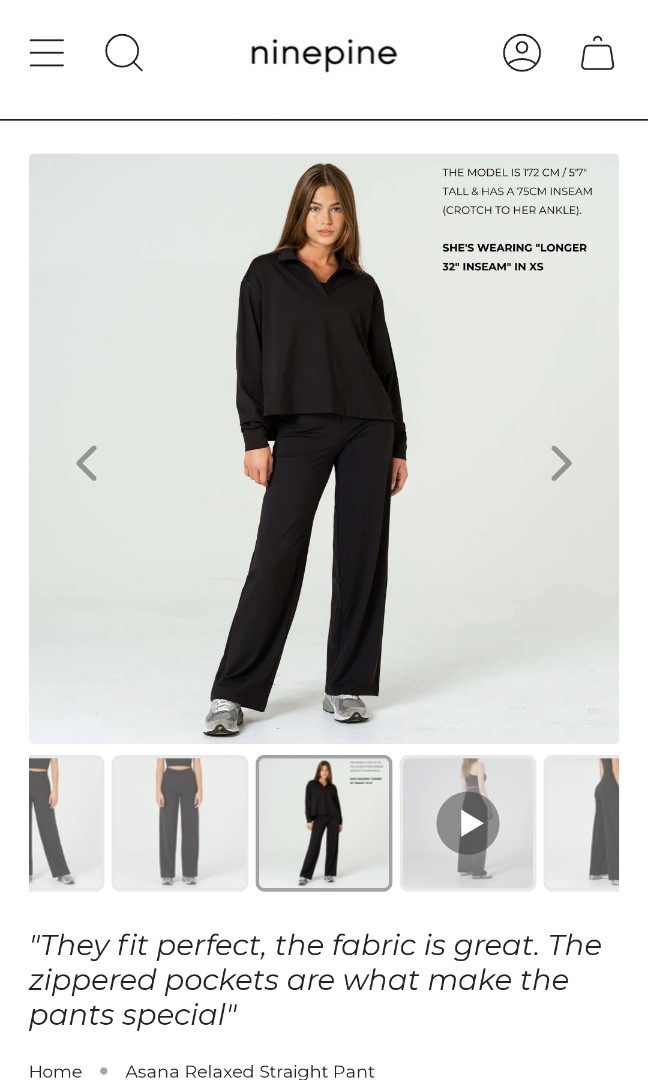 Ninepine Asana Relaxed Straight Pant 28 inch inseam, Women's Fashion,  Bottoms, Other Bottoms on Carousell