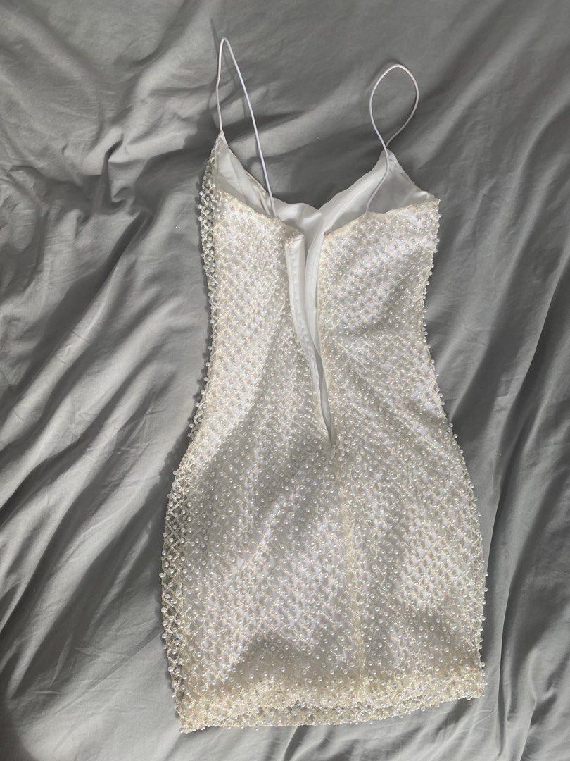 Drop a glint embellished mini dress in white cheap