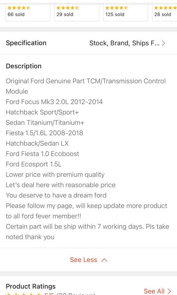 Original Ford Focus/Fiesta/Ecosport TCM (Transmission Control Module