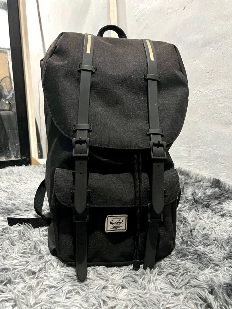 Original Herschel Little America Backpack Black Gold Rubber US 25L