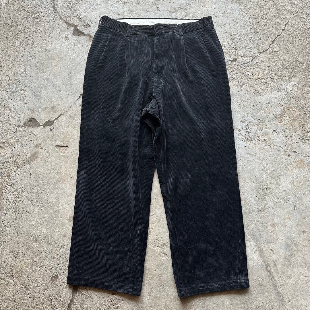 Pleated Black Corduroy Pants on Carousell
