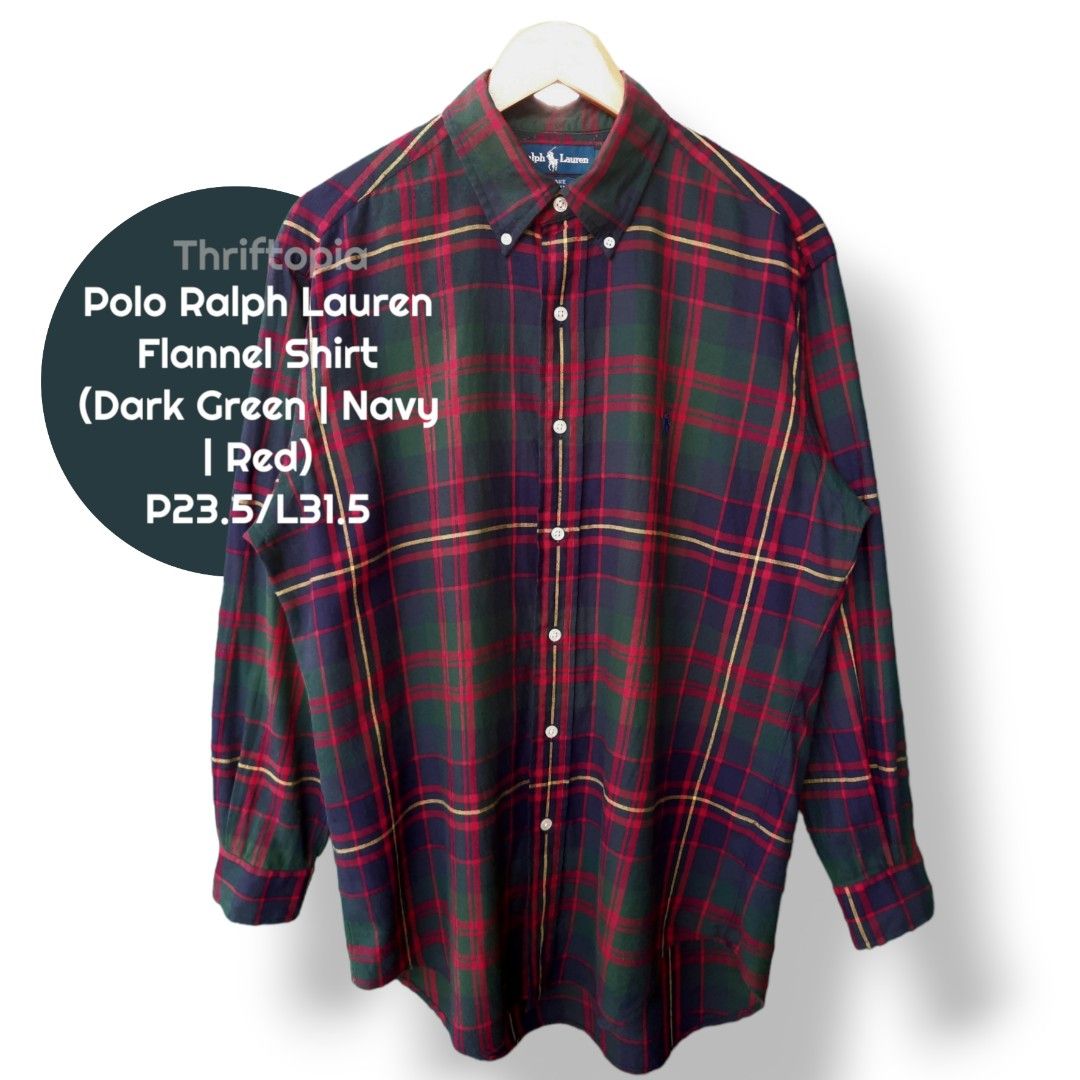 Polo flannel red outlet green vintage