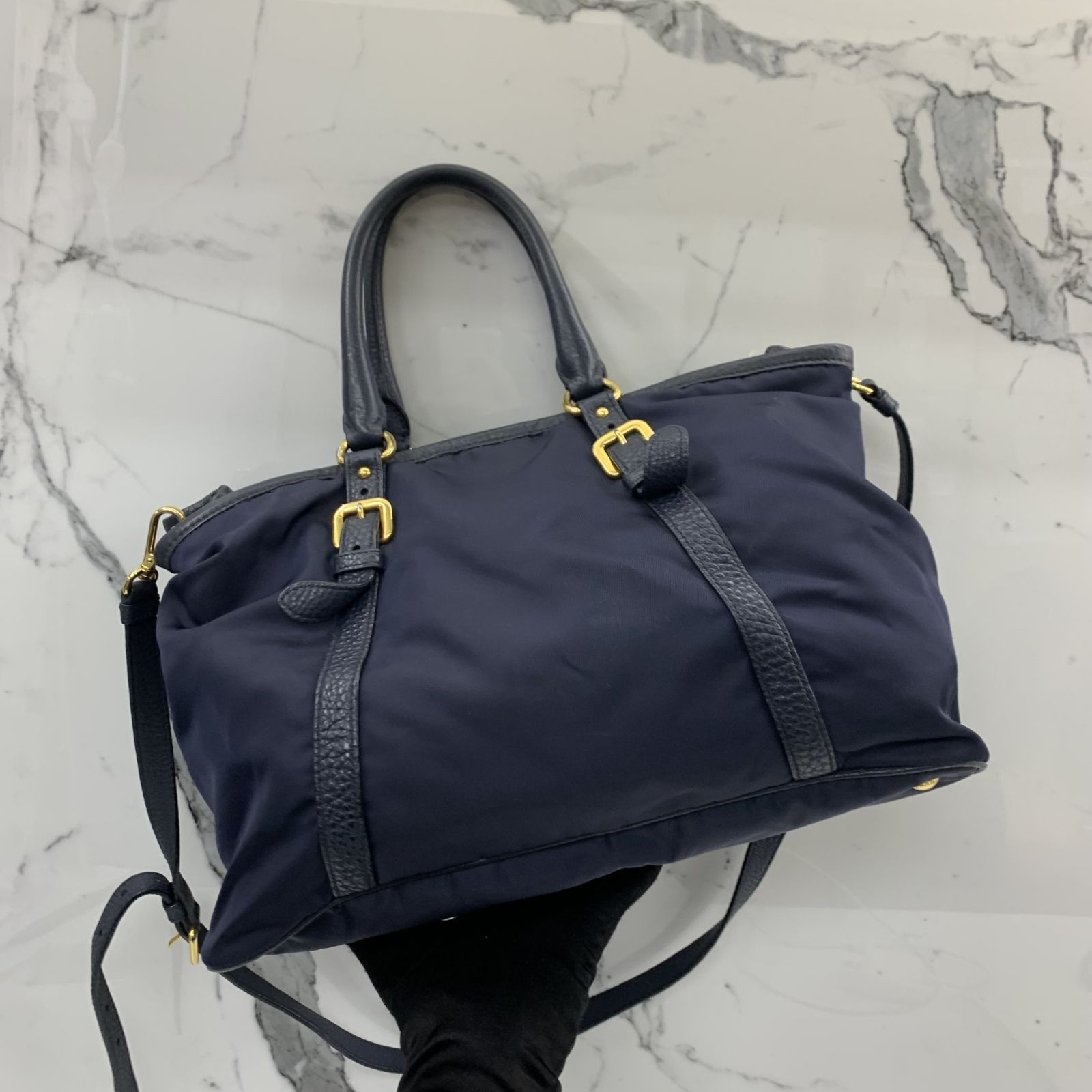 PRADA BN2527 BLUE NYLON 2WAY SHOULDER BAG 237026522 KM, Luxury 