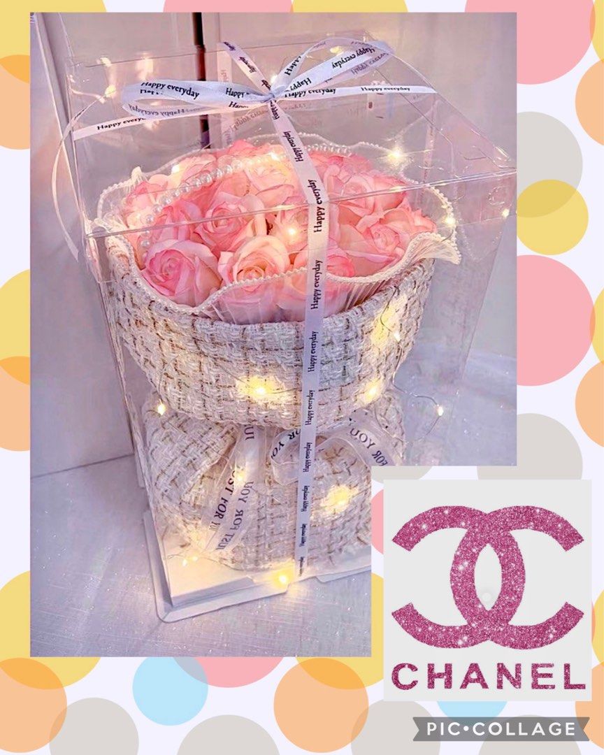 flower paper wrap pink chanel